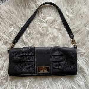 Liz Claiborne Leather Vintage Mini Shoulder Bag Black Leather